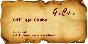 Gönye Csaba névjegykártya